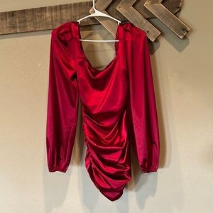 GB silk red long sleeve formal dress